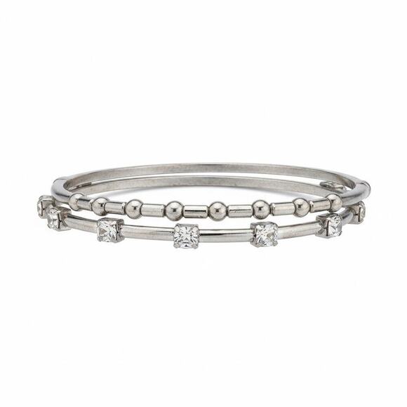 Anne Klein Jewelry - Anne Klein Silver Tone Crystal Bangle Bracelet New in Box